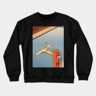 guy billout diving board Crewneck Sweatshirt